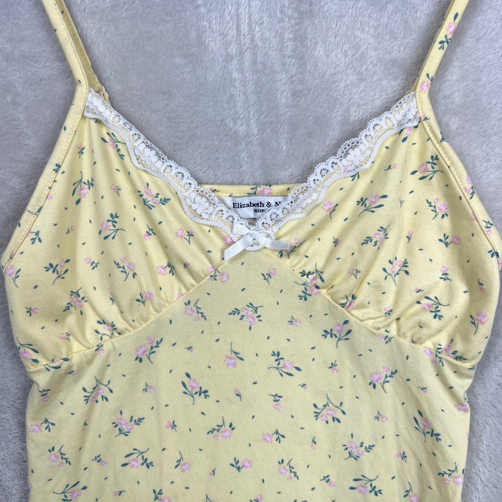 Elizabeth &‎ Nicole Yellow Floral Lace Cami Top Small babydoll fairy coquette